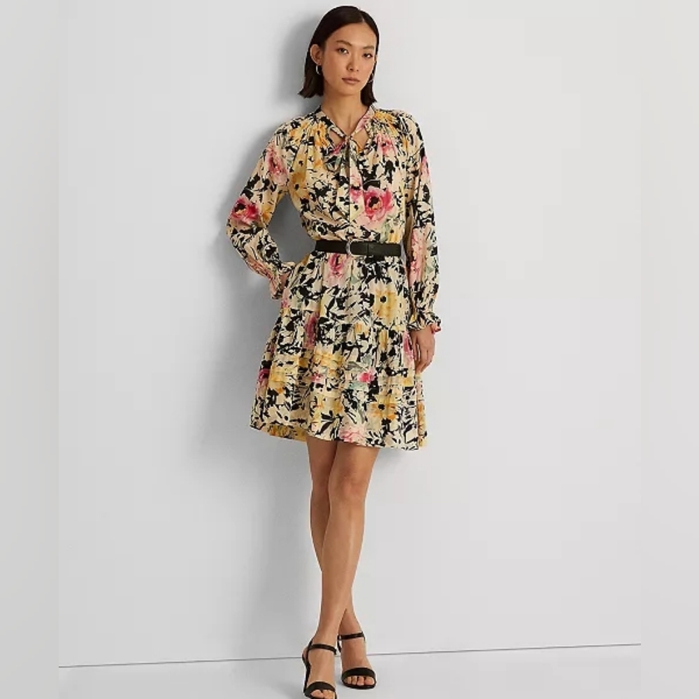 Ralph Lauren Floral Cotton‎ Voile, Long Sleeve Dress